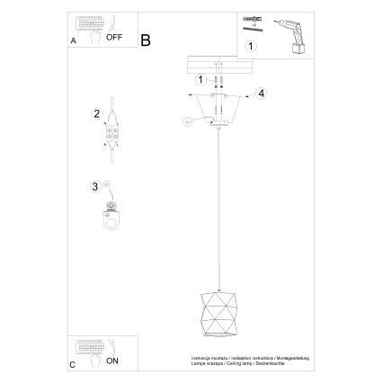 Lampadario a sospensione con filo GOBI 1xE27/15W/230V ceramiche