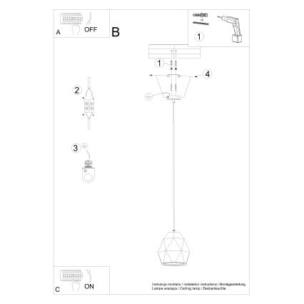 Lampadario a sospensione con filo MINT 1xE27/15W/230V ceramiche