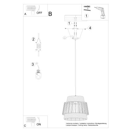 Lampadario a sospensione con filo BRILO 1xE27/15W/230V