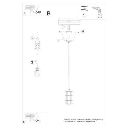 Lampadario a sospensione con filo GOTTO 1xE27/15W/230V nero/faggio