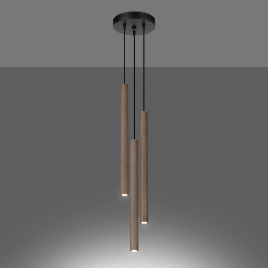 Lampadario a sospensione con filo PASTELO 3xG9/8W/230V faggio