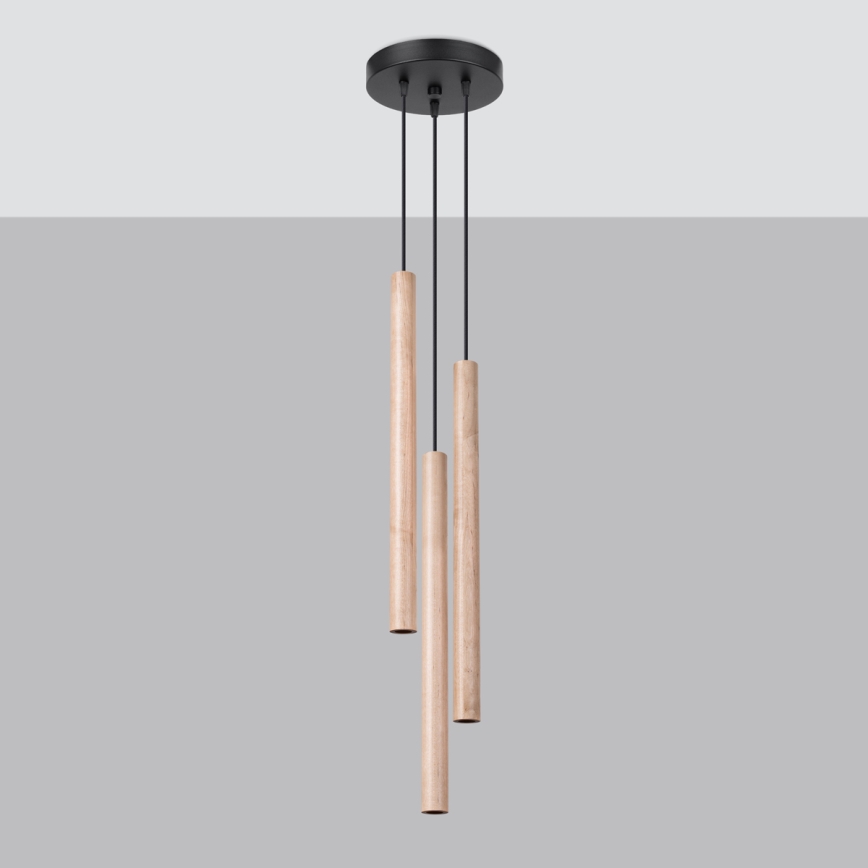 Lampadario a sospensione con filo PASTELO 3xG9/8W/230V faggio