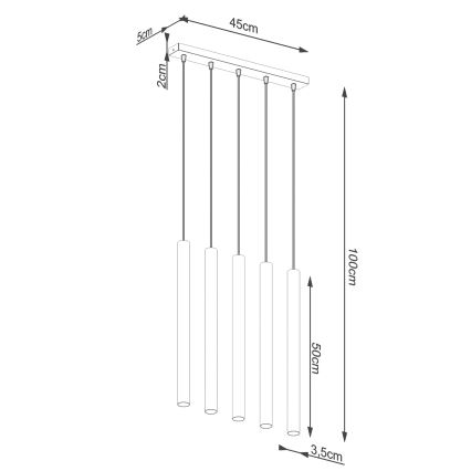 Lampadario a sospensione con filo PASTELO 5xG9/8W/230V faggio