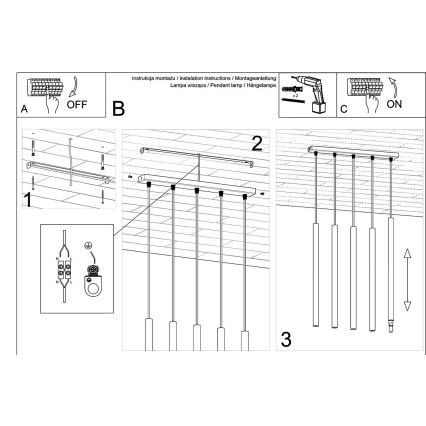 Lampadario a sospensione con filo PASTELO 5xG9/8W/230V faggio