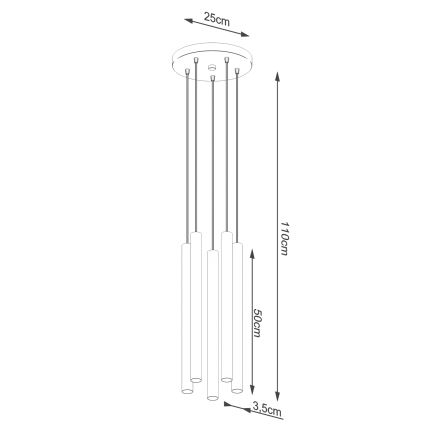 Lampadario a sospensione con filo PASTELO 5xG9/8W/230V faggio