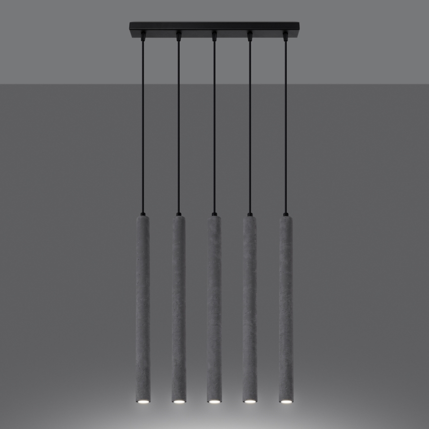 Lampadario a sospensione con filo PASTELO 5xG9/8W/230V calcestruzzo