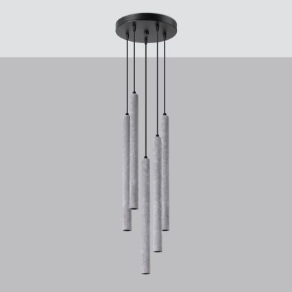 Lampadario a sospensione con filo PASTELO 5xG9/8W/230V calcestruzzo