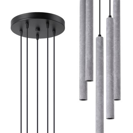 Lampadario a sospensione con filo PASTELO 5xG9/8W/230V calcestruzzo