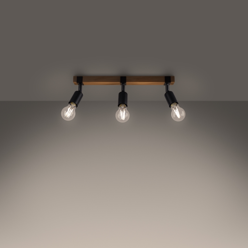 Faretto ZUCA 3xE27/15W/230V nero/quercia