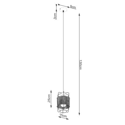 Lampadario a sospensione con filo GIZUR 1xE27/15W/230V