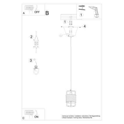 Lampadario a sospensione con filo GIZUR 1xE27/15W/230V