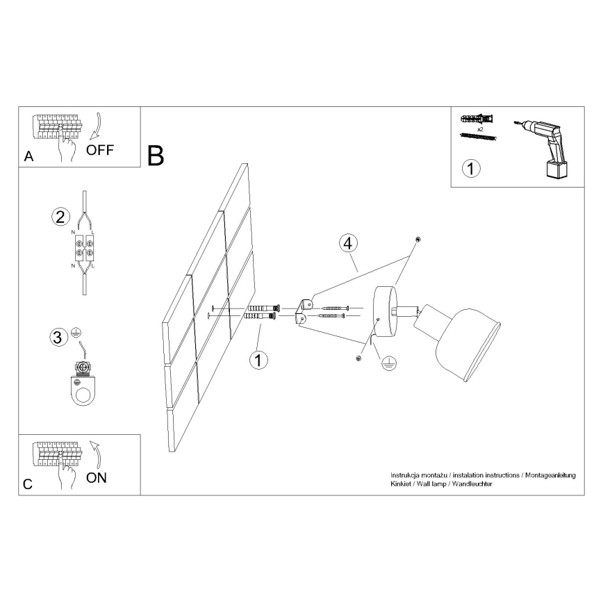 Faretto da parete ELBA 1xE27/15W/230V bianco