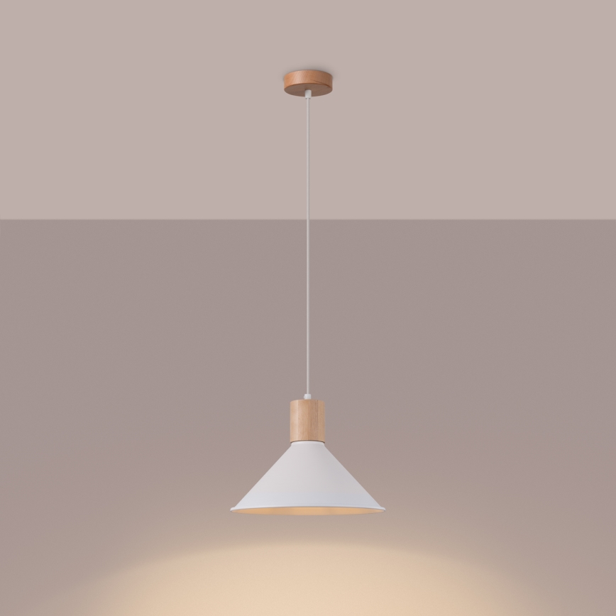 Lampadario a sospensione con filo JAGA 1xE27/15W/230V diametro 30 cm bianco