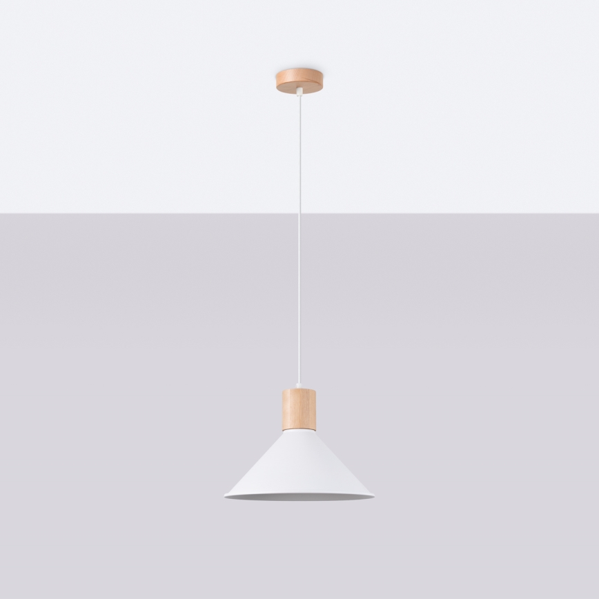 Lampadario a sospensione con filo JAGA 1xE27/15W/230V diametro 30 cm bianco