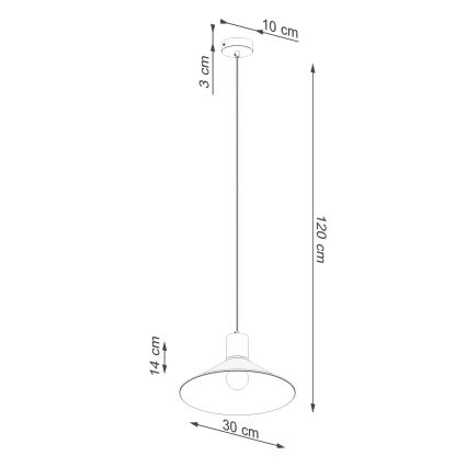 Lampadario a sospensione con filo JAGA 1xE27/15W/230V diametro 30 cm bianco