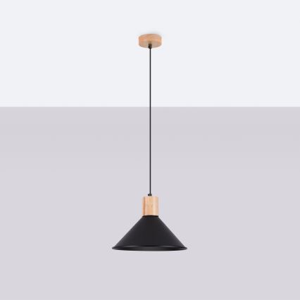 Lampadario a sospensione con filo JAGA 1xE27/15W/230V diametro 30 cm nero