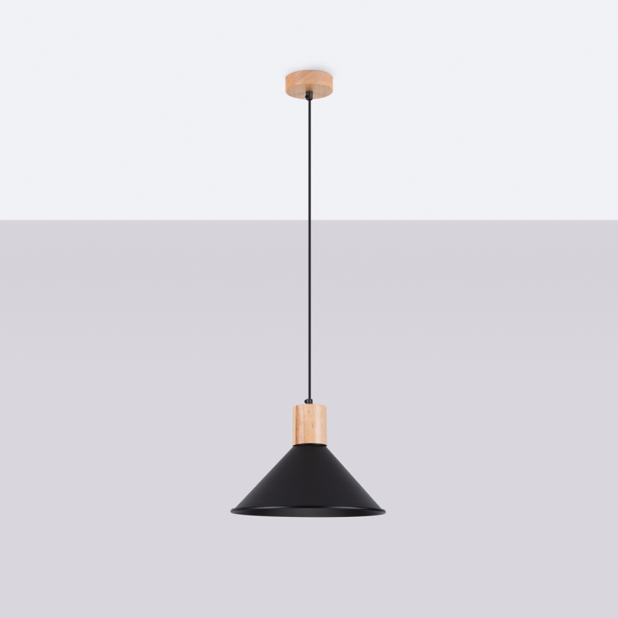 Lampadario a sospensione con filo JAGA 1xE27/15W/230V diametro 30 cm nero