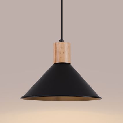 Lampadario a sospensione con filo JAGA 1xE27/15W/230V diametro 30 cm nero