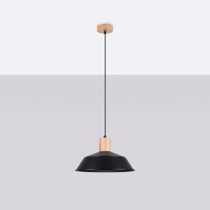 Lampadario a sospensione con filo FANO 1xE27/15W/230V diametro 34 cm nero