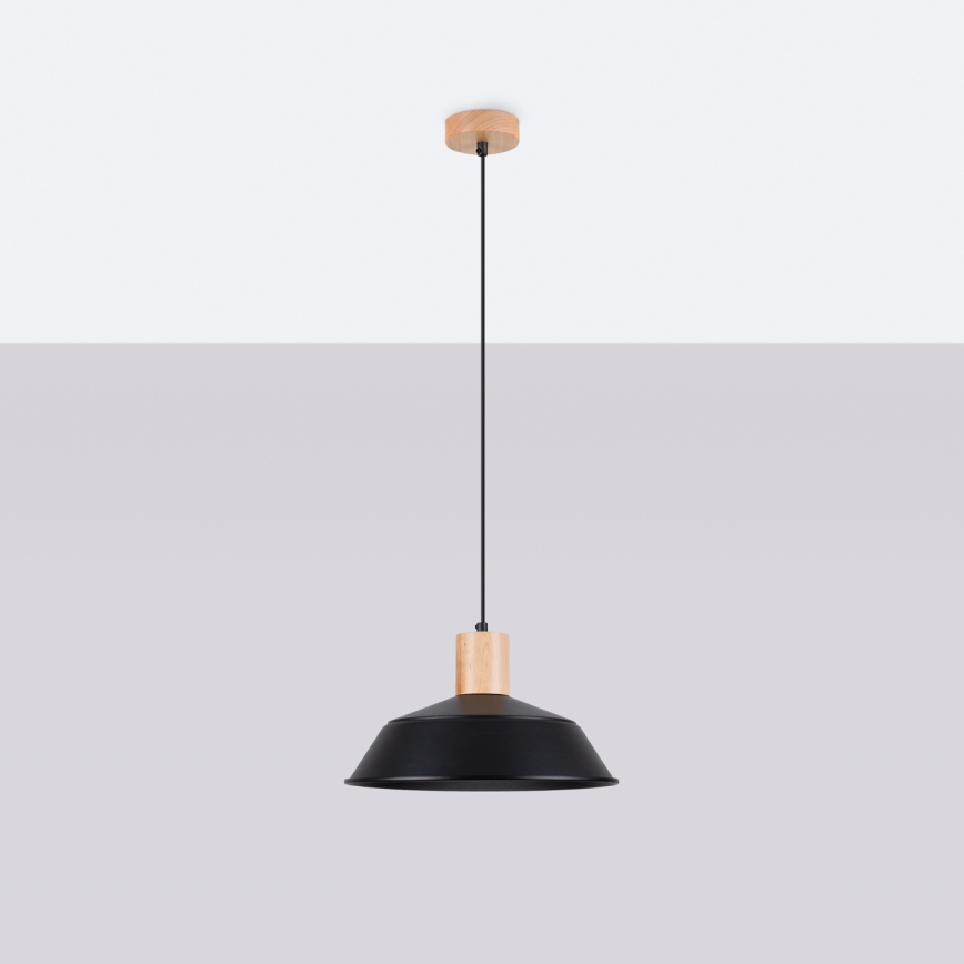 Lampadario a sospensione con filo FANO 1xE27/15W/230V diametro 34 cm nero