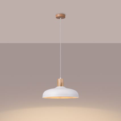 Lampadario a sospensione con filo INDY 1xE27/15W/230V diametro 38 cm bianco