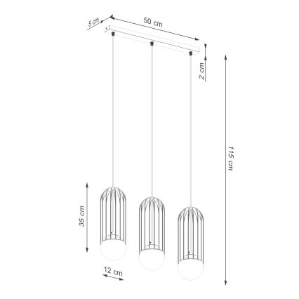 Lampadario a sospensione con filo BRINA 3xG9/8W/230V bianco