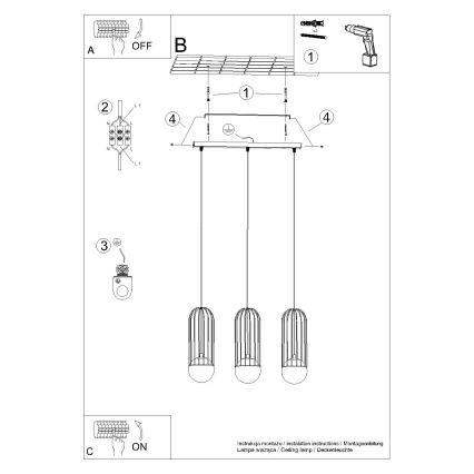 Lampadario a sospensione con filo BRINA 3xG9/8W/230V bianco