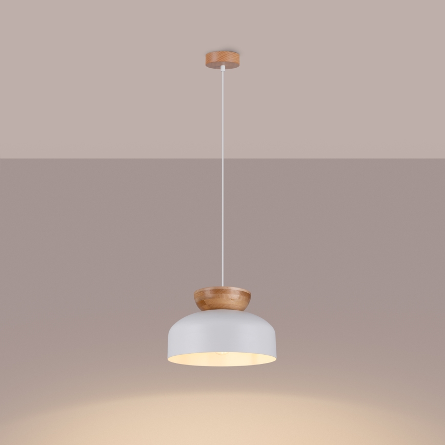 Lampadario a sospensione con filo MARION 1xE27/15W/230V diametro 29,5 cm bianco