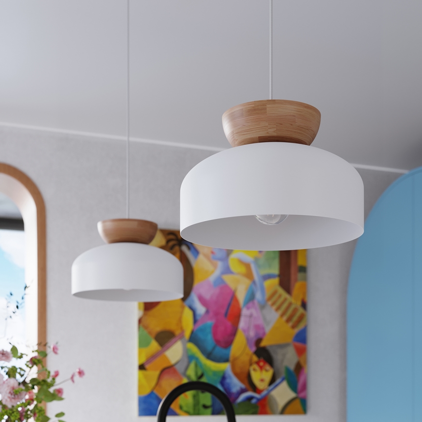 Lampadario a sospensione con filo MARION 1xE27/15W/230V diametro 29,5 cm bianco