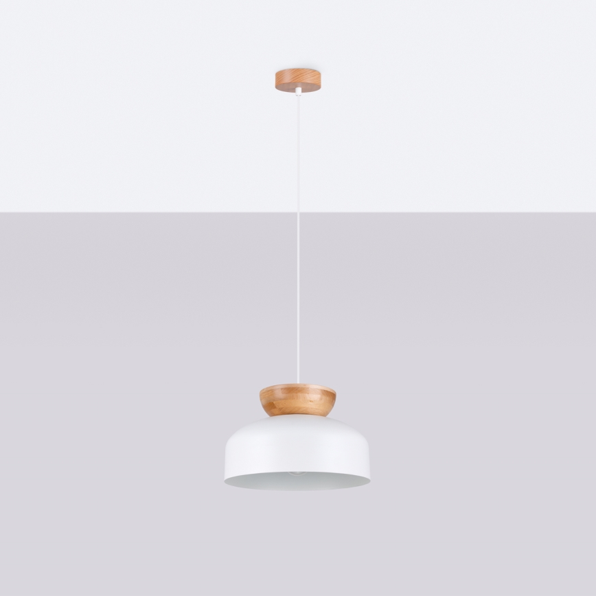 Lampadario a sospensione con filo MARION 1xE27/15W/230V diametro 29,5 cm bianco