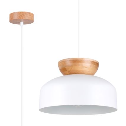 Lampadario a sospensione con filo MARION 1xE27/15W/230V diametro 29,5 cm bianco