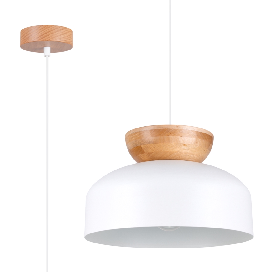 Lampadario a sospensione con filo MARION 1xE27/15W/230V diametro 29,5 cm bianco