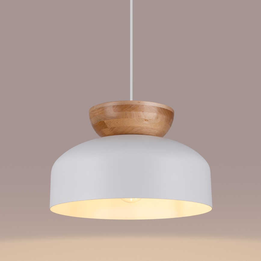 Lampadario a sospensione con filo MARION 1xE27/15W/230V diametro 29,5 cm bianco
