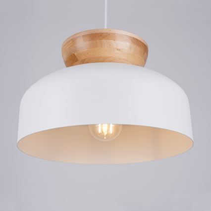 Lampadario a sospensione con filo MARION 1xE27/15W/230V diametro 29,5 cm bianco