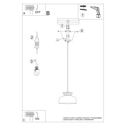 Lampadario a sospensione con filo MARION 1xE27/15W/230V diametro 29,5 cm bianco