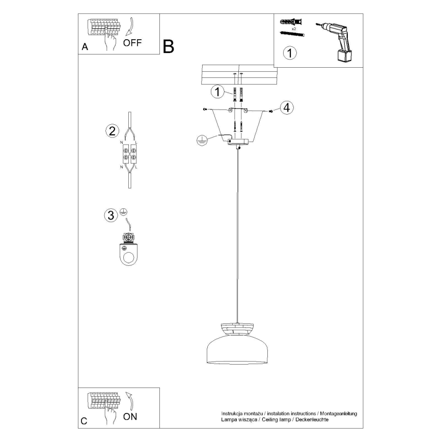 Lampadario a sospensione con filo MARION 1xE27/15W/230V diametro 29,5 cm bianco