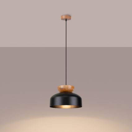 Lampadario a sospensione con filo MARION 1xE27/15W/230V diametro 29,5 cm nero