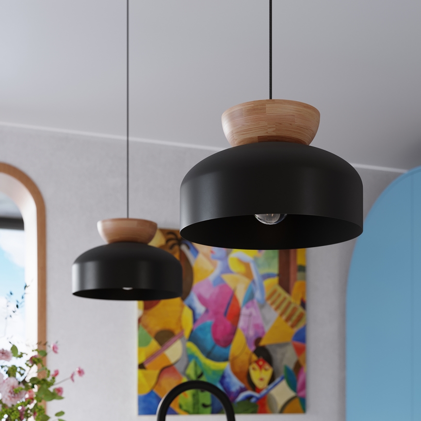 Lampadario a sospensione con filo MARION 1xE27/15W/230V diametro 29,5 cm nero