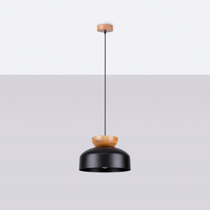 Lampadario a sospensione con filo MARION 1xE27/15W/230V diametro 29,5 cm nero