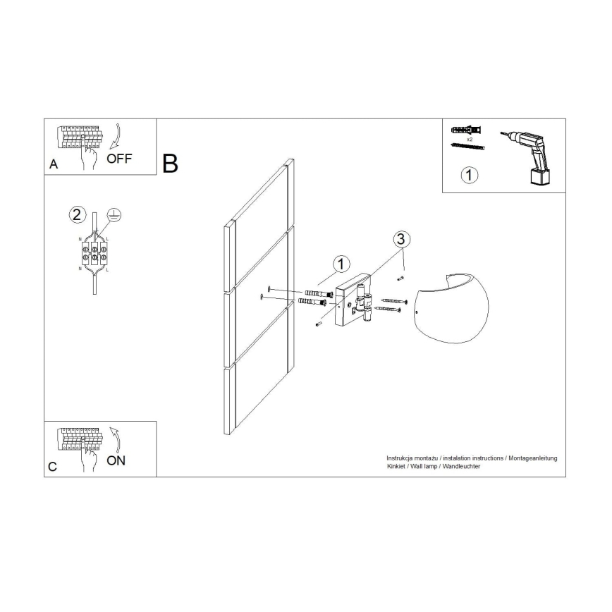 Applique da parete GLOBE 2xG9/8W/230V cemento/grigio