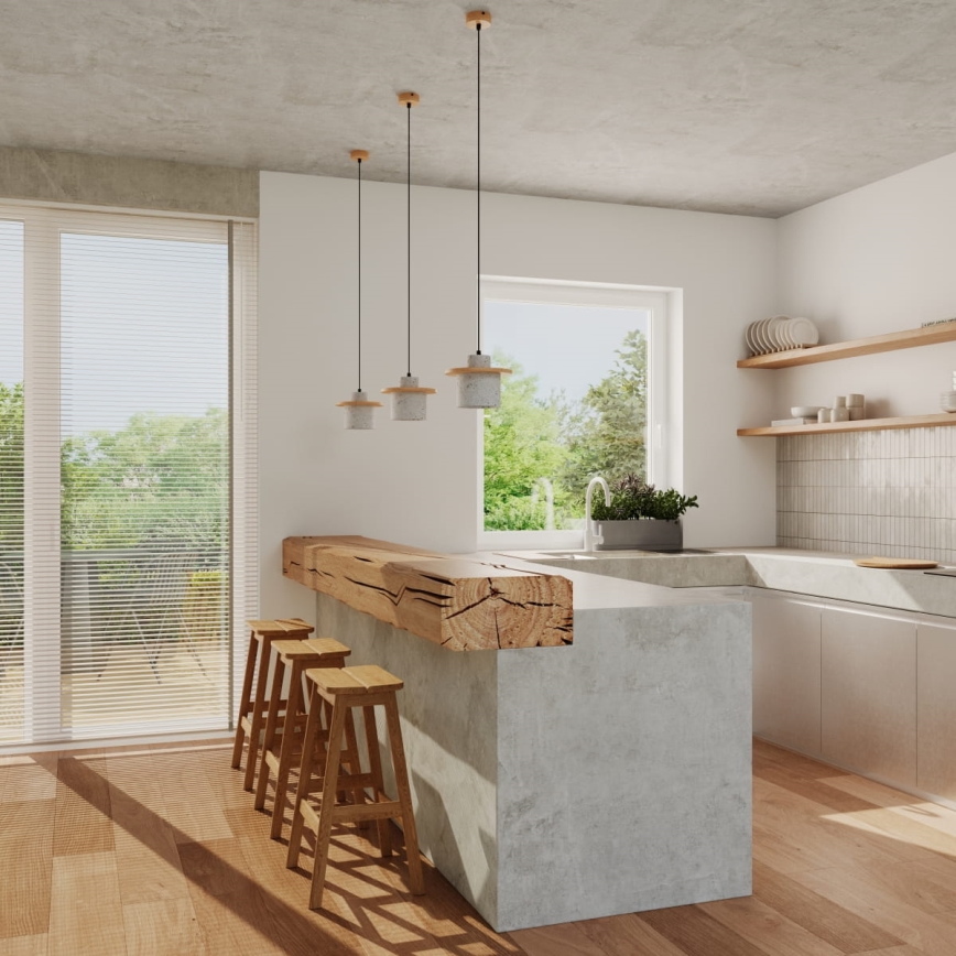 Lampada a sospensione su cavo MAB 1xE27/15W/230V Ø 22 cm cemento/grigio