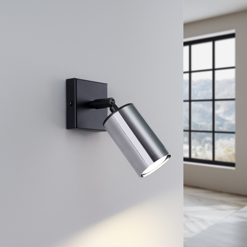 Faretto da parete WINX 1xGU10/10W/230V nero/cromo lucido