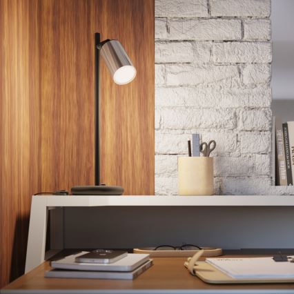 Lampada da tavolo WINX 1xGU10/10W/230V nero/cromo lucido