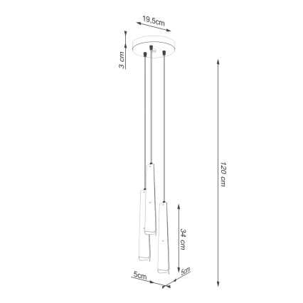 Lampadario a sospensione con filo PRYSM 3xG9/8W/230V nero