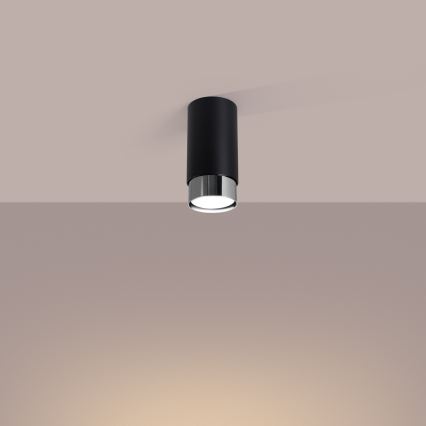 Faretto NERO 1xGU10/10W/230V 12,5 cm nero/cromo lucido