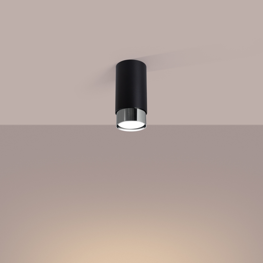 Faretto NERO 1xGU10/10W/230V 12,5 cm nero/cromo lucido