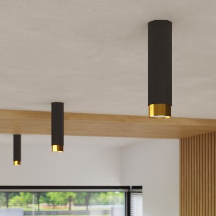 Faretto NERO 1xGU10/10W/230V 12,5 cm nero/oro
