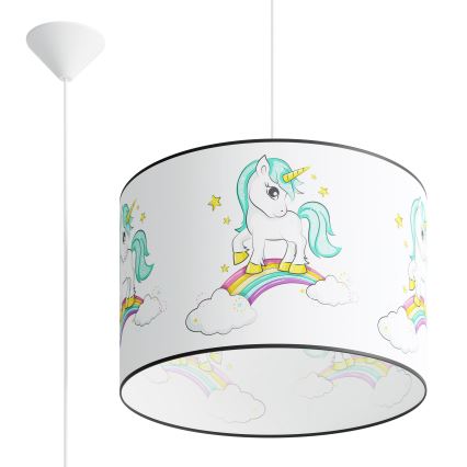 Lampadario a sospensione per bambini UNICORN 1xE27/15W/230V diametro 40 cm unicorno