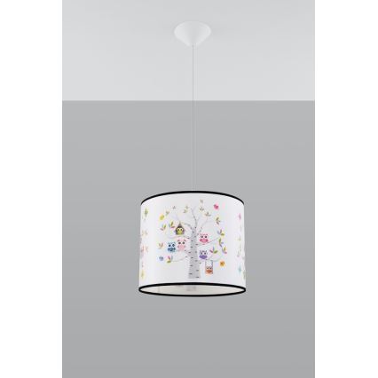 Lampadario a sospensione per bambini OWLS 1xE27/15W/230V diametro 30 cm gufi