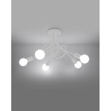 Lampadario a plafone LOOP 5xE27/15W/230V bianco